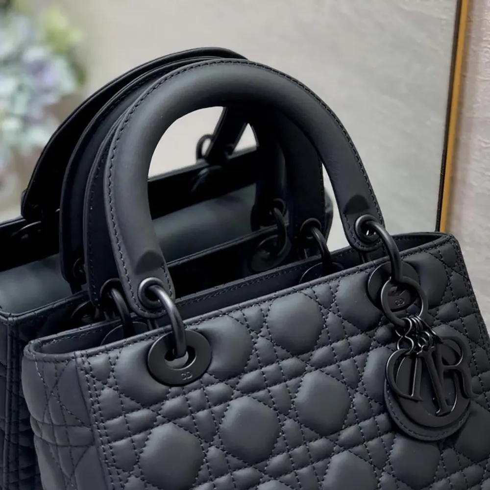 Dior Women Medium Lady Dior Bag Black Ultramatte Cannage Calfskin - image 9