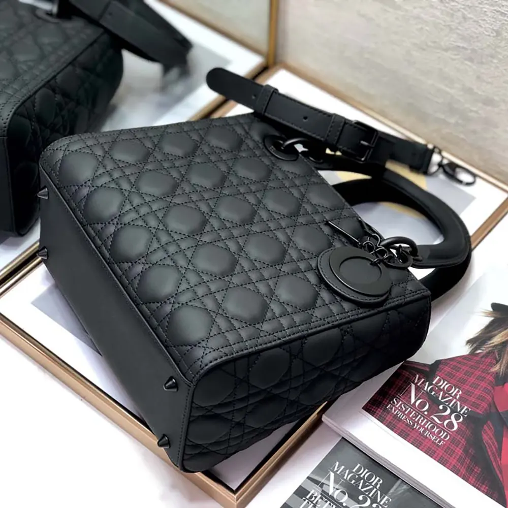 Dior Women Medium Lady Dior Bag Black Ultramatte Cannage Calfskin - image 4
