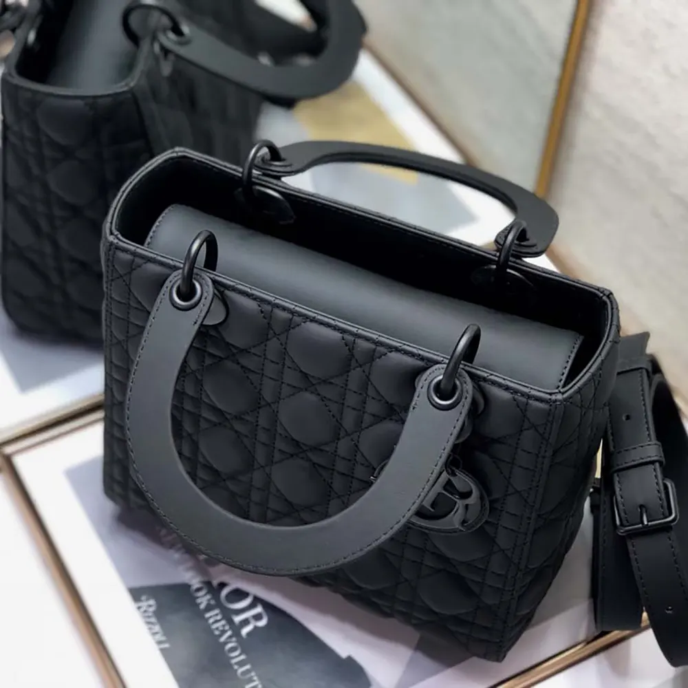 Dior Women Medium Lady Dior Bag Black Ultramatte Cannage Calfskin - image 7