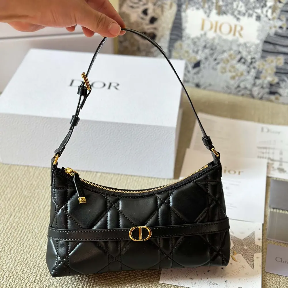 Close-up of gold-tone clasp detailing on Dior Women Miss Caro Cigale Mini Bag