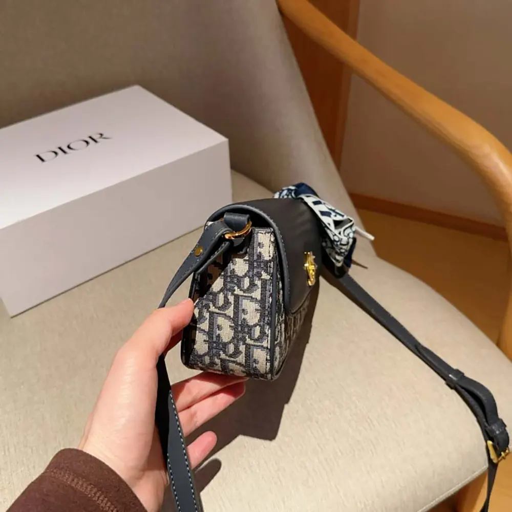 Dior Women Miss Caro Pouch with Chain Blue Dior Oblique Jacquard and Smooth Calfskin - image 7