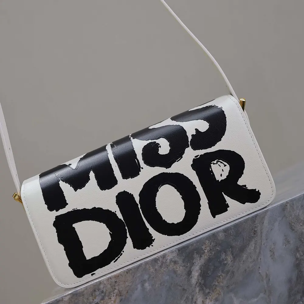Dior Women Miss Dior Flap Bag White and Black Miss Dior Graffiti Printed Calfskin - image 4