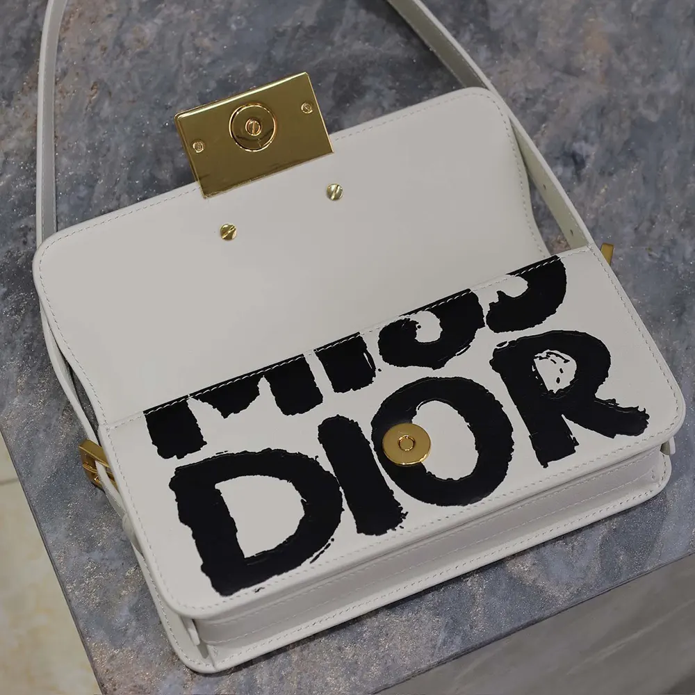 Dior Women Miss Dior Flap Bag White and Black Miss Dior Graffiti Printed Calfskin - image 5