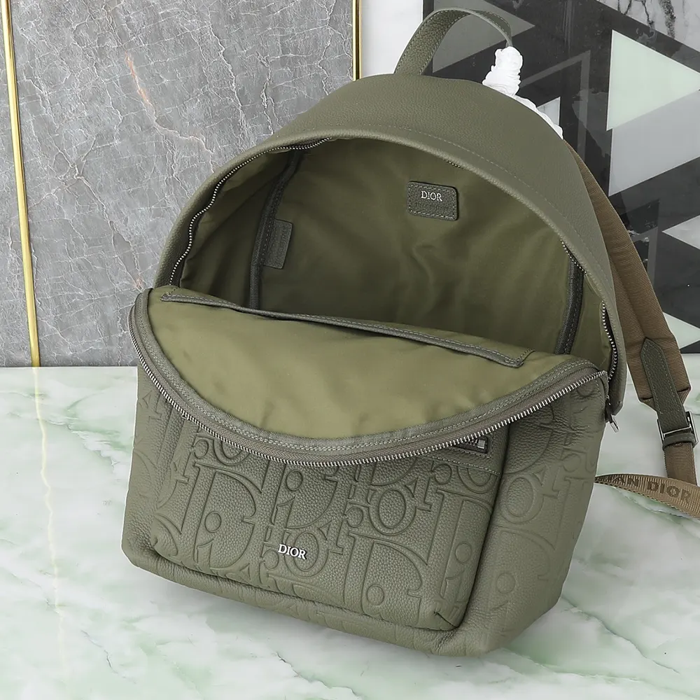 Dior Unisex Rider 2.0 Zipped Backpack Khaki Dior Gravity Leather and Khaki Grained Calfskin - image 5