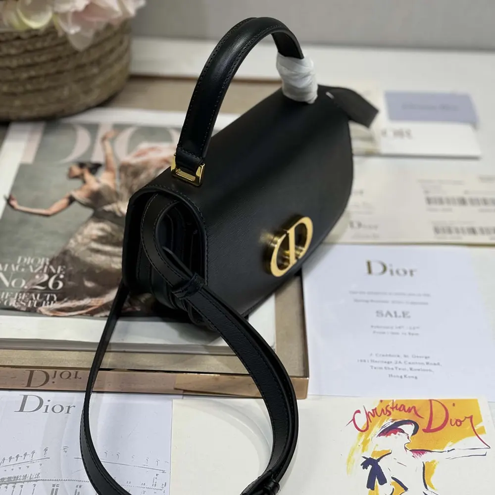 Dior Women Small 30 Montaigne Avenue Top Handle Bag Black Ribbed Calfskin - image 5