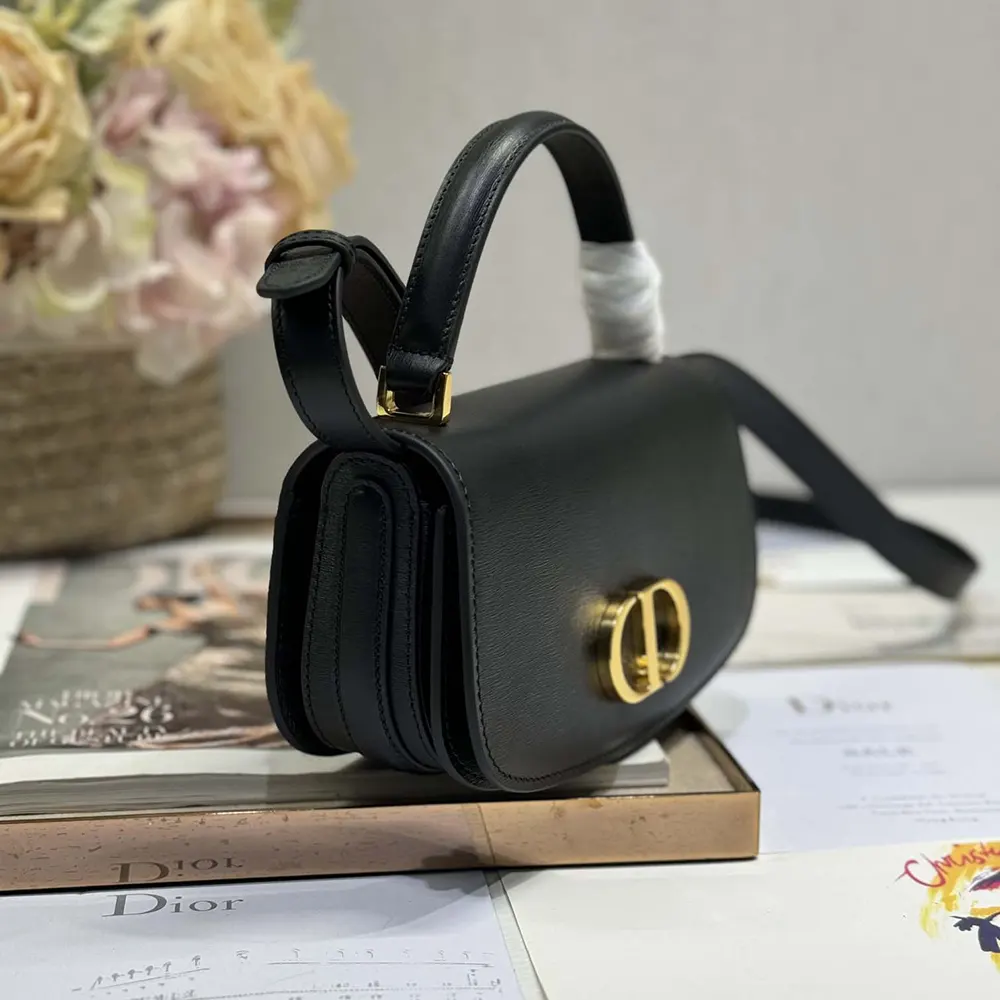 Dior Women Small 30 Montaigne Avenue Top Handle Bag Black Ribbed Calfskin - image 4