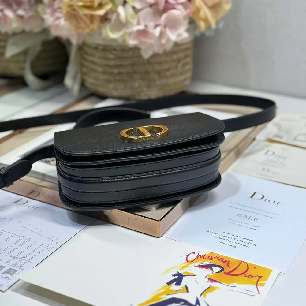 Dior Women Small 30 Montaigne Avenue Top Handle Bag Black Ribbed Calfskin - image 7