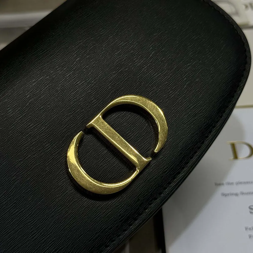 Dior Women Small 30 Montaigne Avenue Top Handle Bag Black Ribbed Calfskin - image 9