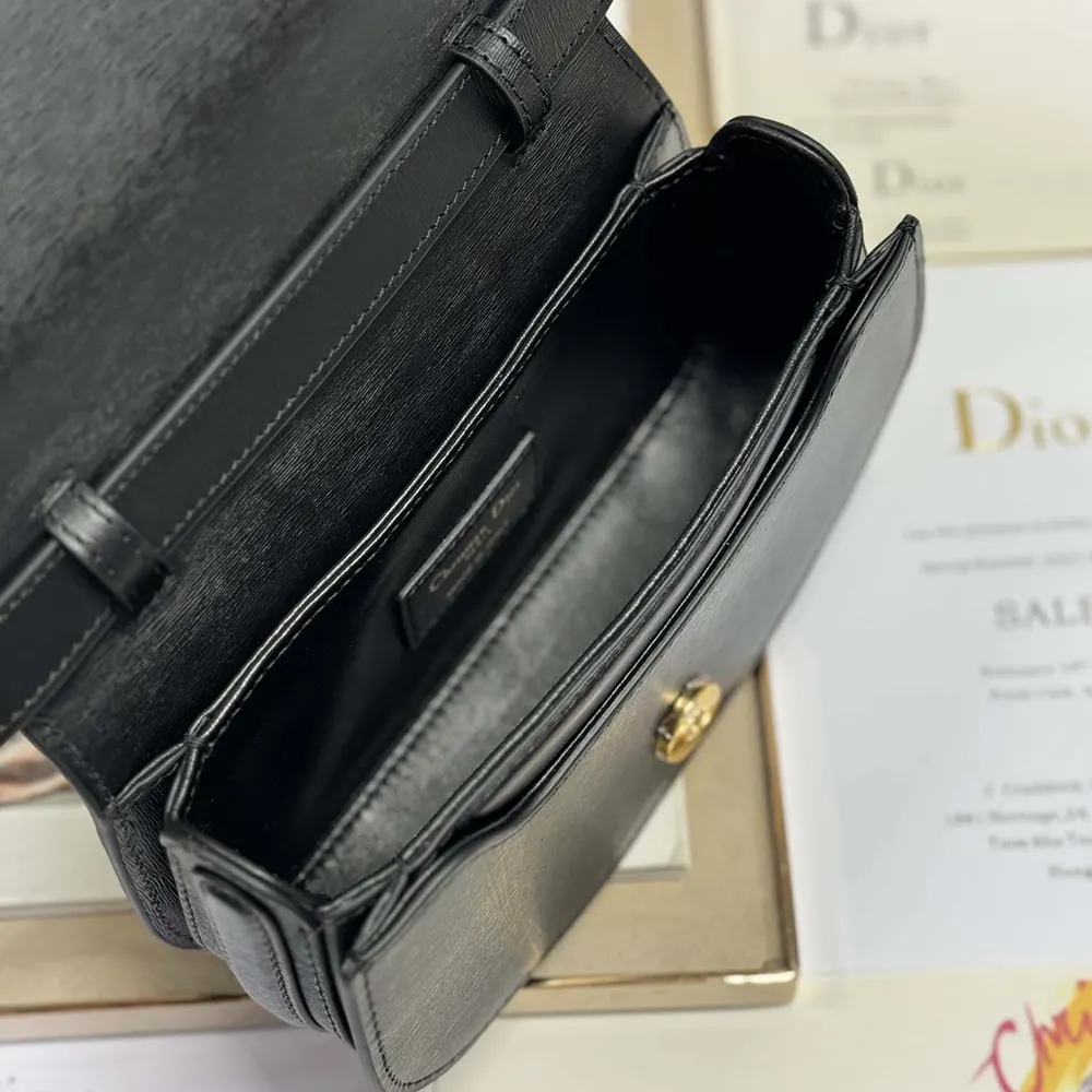 Dior Women Small 30 Montaigne Avenue Top Handle Bag Black Ribbed Calfskin - image 8