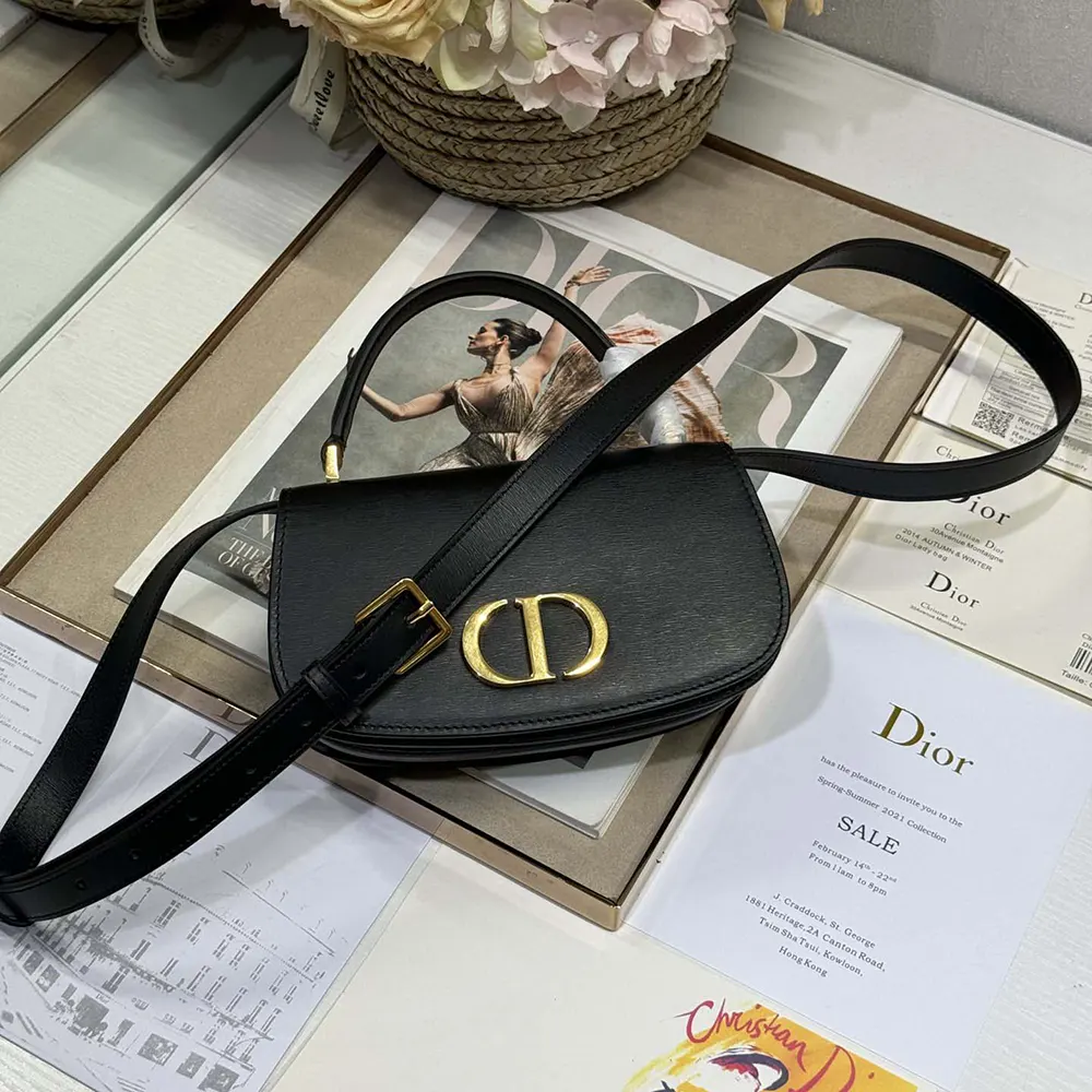 Dior Women Small 30 Montaigne Avenue Top Handle Bag Black Ribbed Calfskin - image 6