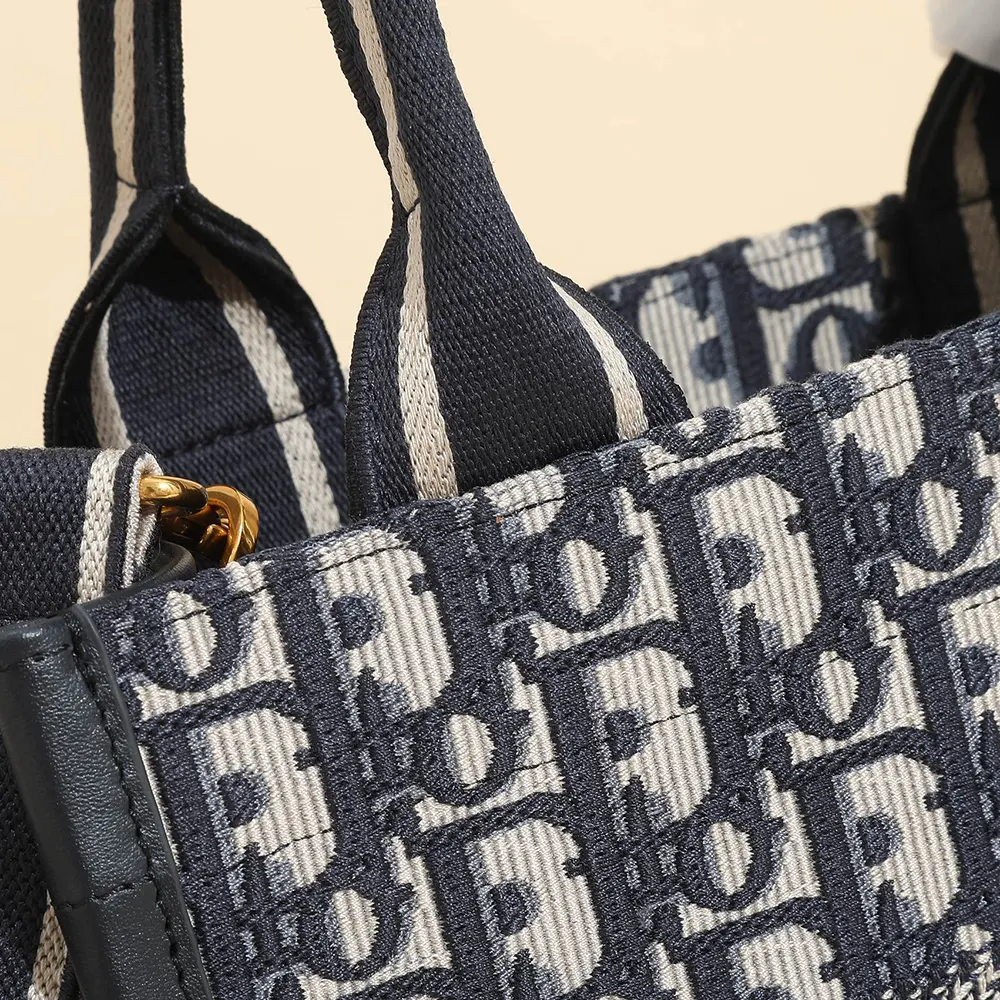 Dior Women Small Dior Book Tote Blue Dior Oblique Embroidery and Calfskin - image 7