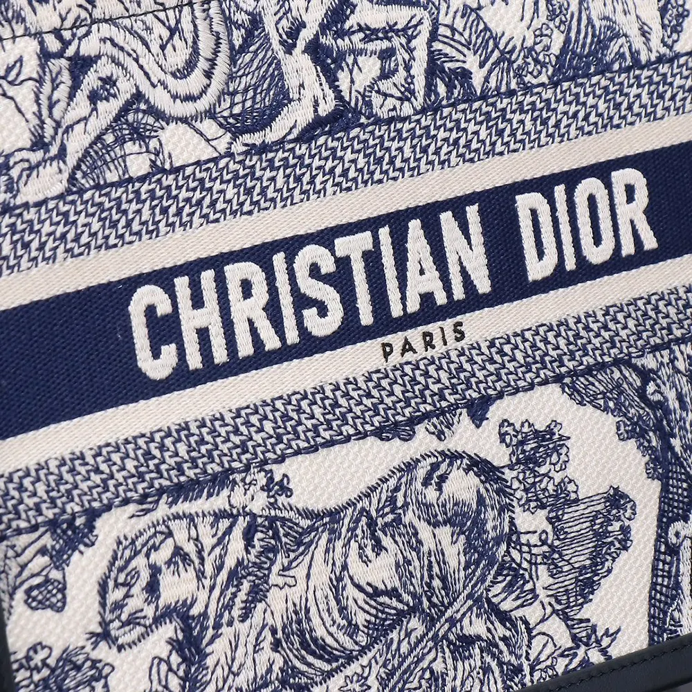 Dior Women Small Dior Book Tote White and Navy Blue Toile de Jouy Sauvage Embroidery - image 9