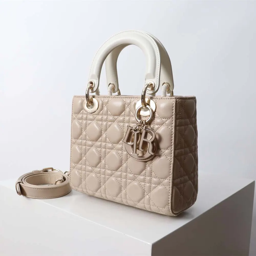 Dior Women Small Lady Dior Bag Two-Tone Trench Beige and Latte Cannage Lambskin - image 4