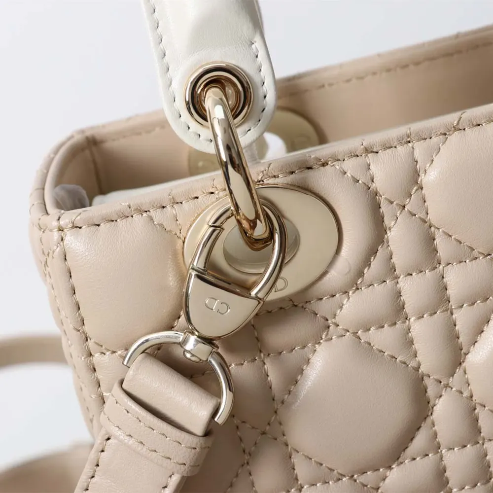 Dior Women Small Lady Dior Bag Two-Tone Trench Beige and Latte Cannage Lambskin - image 8