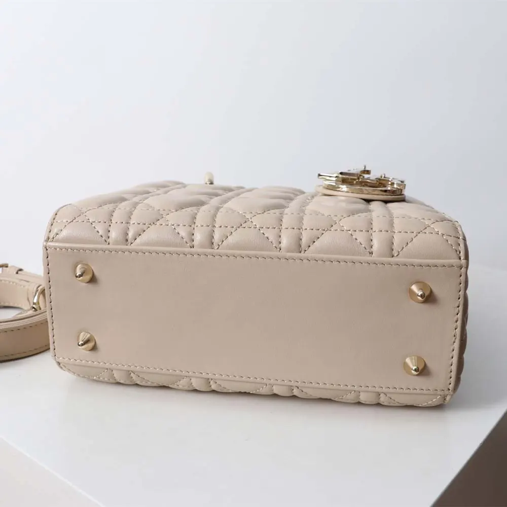 Dior Women Small Lady Dior Bag Two-Tone Trench Beige and Latte Cannage Lambskin - image 6