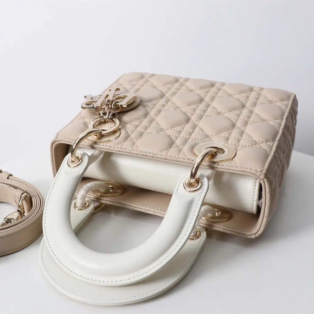 Dior Women Small Lady Dior Bag Two-Tone Trench Beige and Latte Cannage Lambskin - image 5