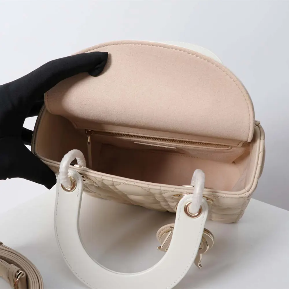 Dior Women Small Lady Dior Bag Two-Tone Trench Beige and Latte Cannage Lambskin - image 7