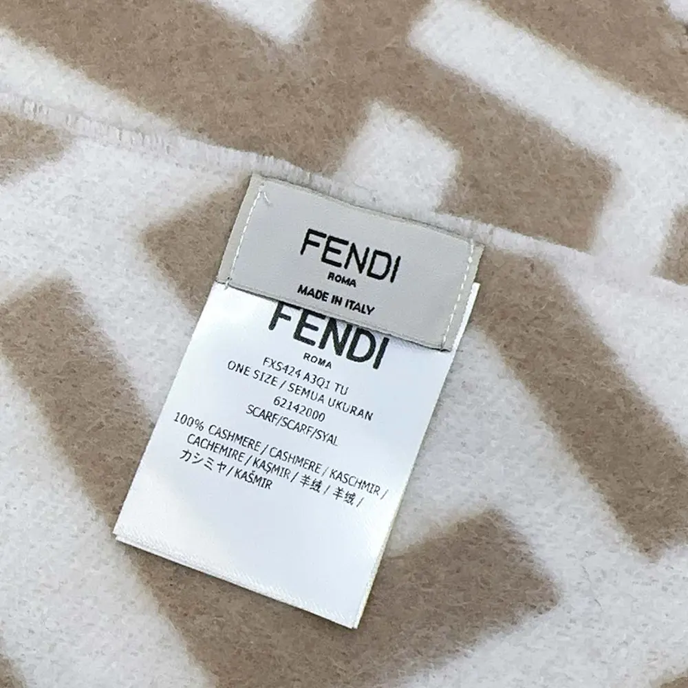 Fendi Unisex FF Scarf Beige Wool and Cashmere Scarf - image 9