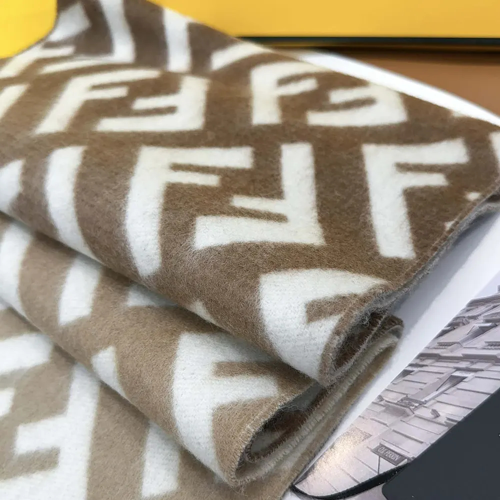 Fendi Unisex FF Scarf Beige Wool and Cashmere Scarf - image 6
