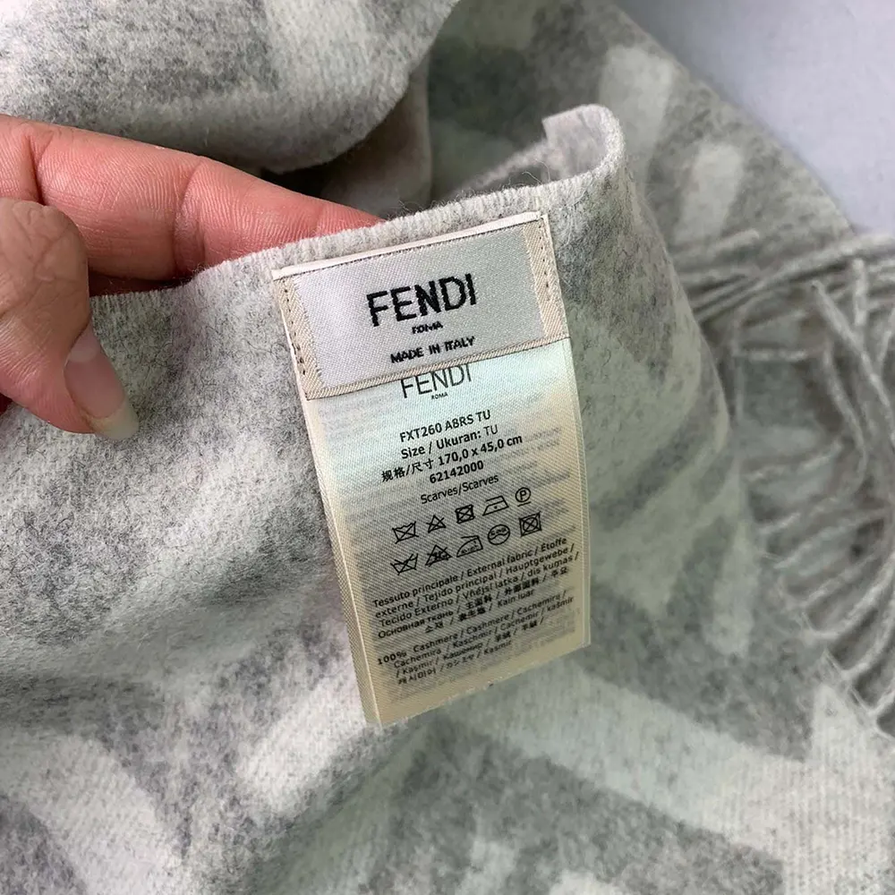Fendi Unisex Fendi Unisex FF Scarf Pale Gray Cashmere Scarf - image 8