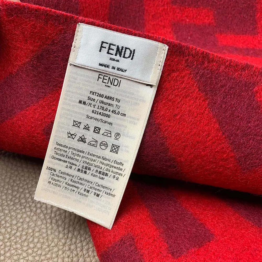 Fendi Unisex FF Scarf Red Cashmere Scarf - image 8