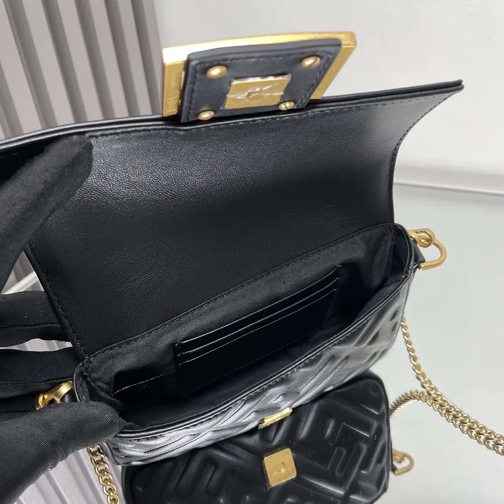 Fendi Women Baguette Mini Black Nappa Leather Bag with FF Motif - image 10