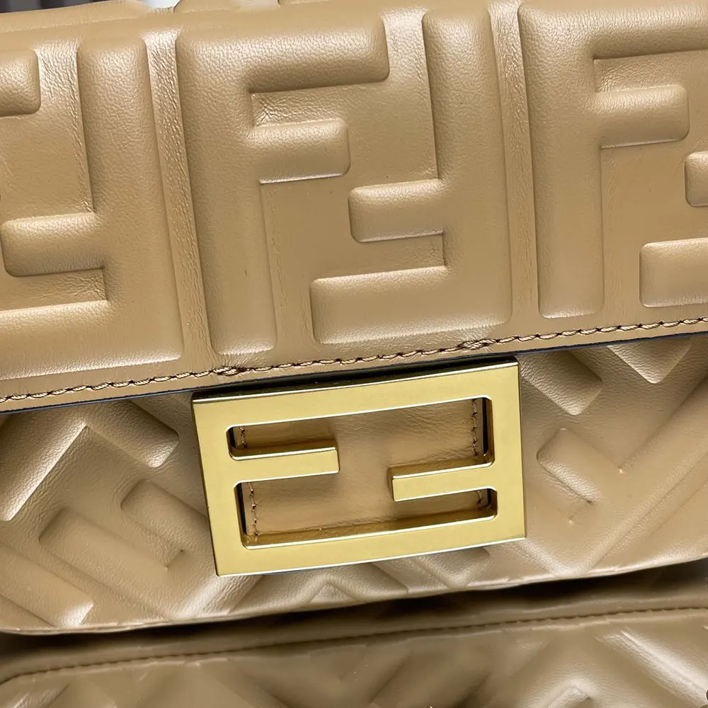 Fendi Women Baguette Mini Dove Gray Nappa Leather Bag with FF Motif - image 8