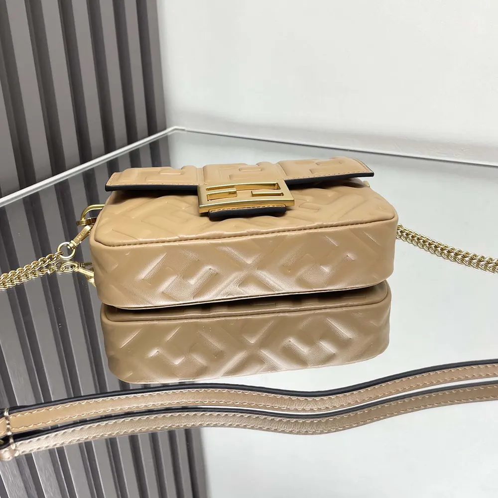 Fendi Women Baguette Mini Dove Gray Nappa Leather Bag with FF Motif - image 5