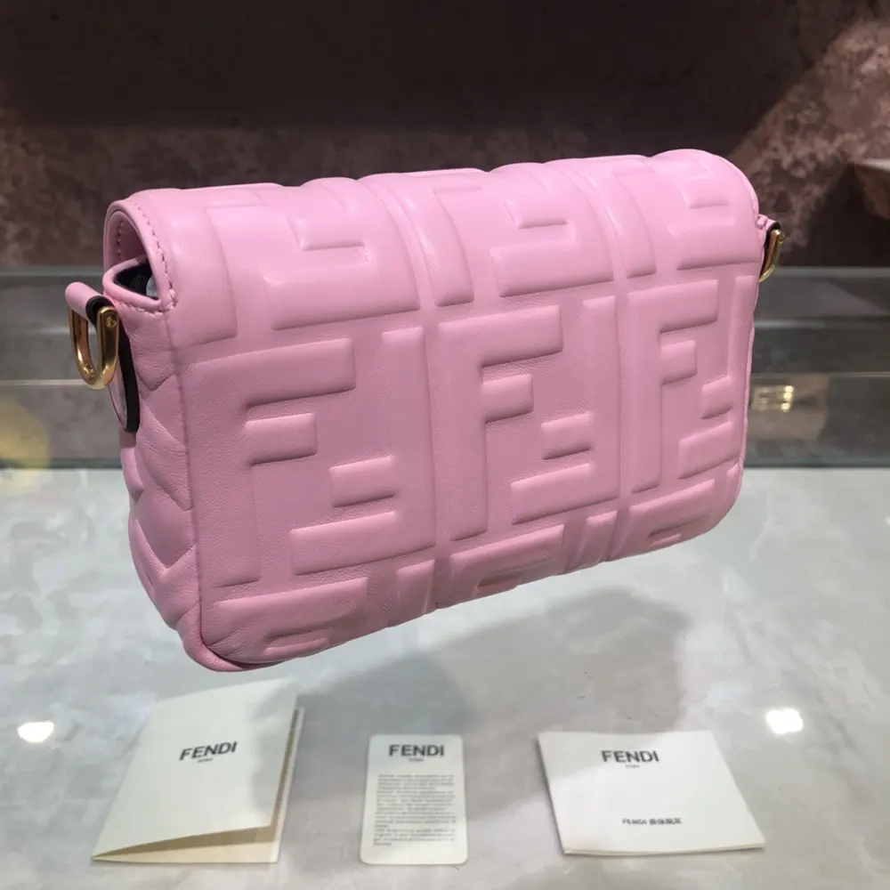 Fendi Women Baguette Mini Pink Nappa Leather Bag with FF Motif - image 4