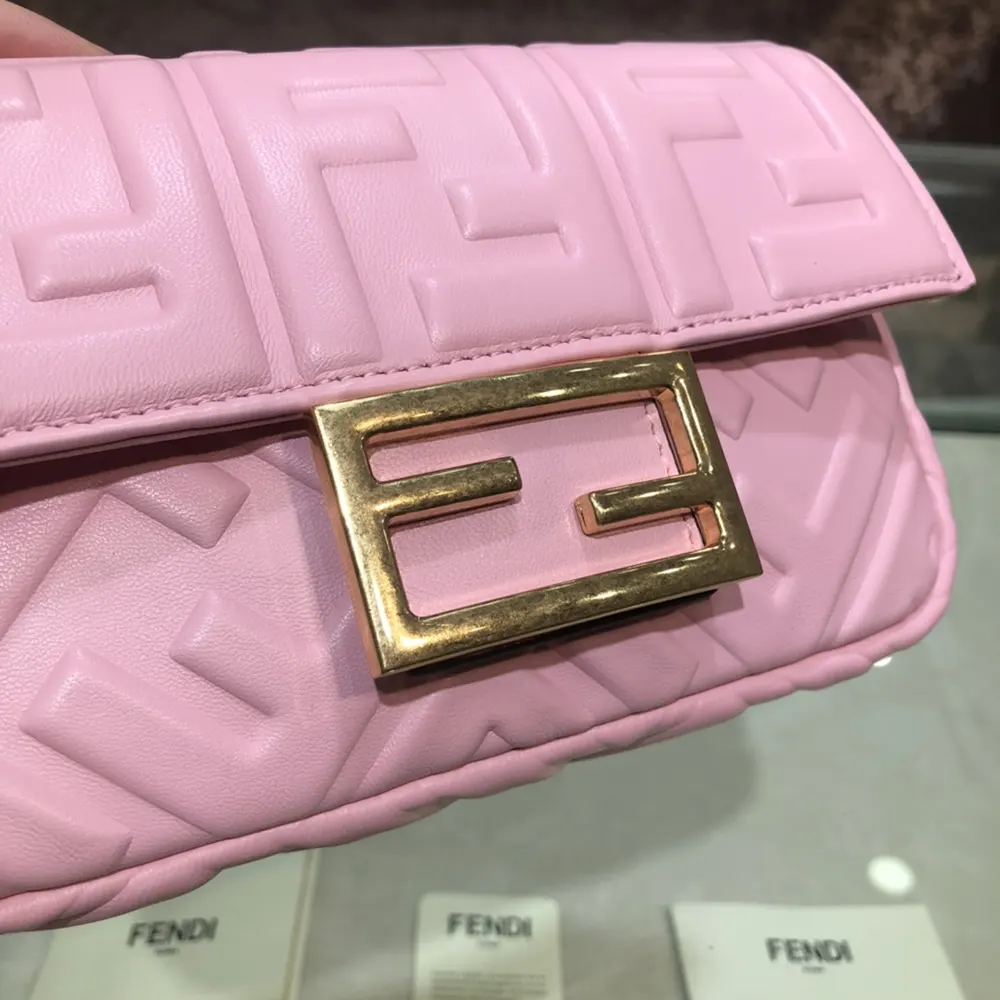Fendi Women Baguette Mini Pink Nappa Leather Bag with FF Motif - image 6