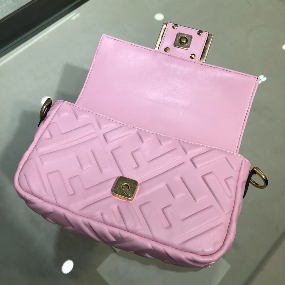 Fendi Women Baguette Mini Pink Nappa Leather Bag with FF Motif - image 5