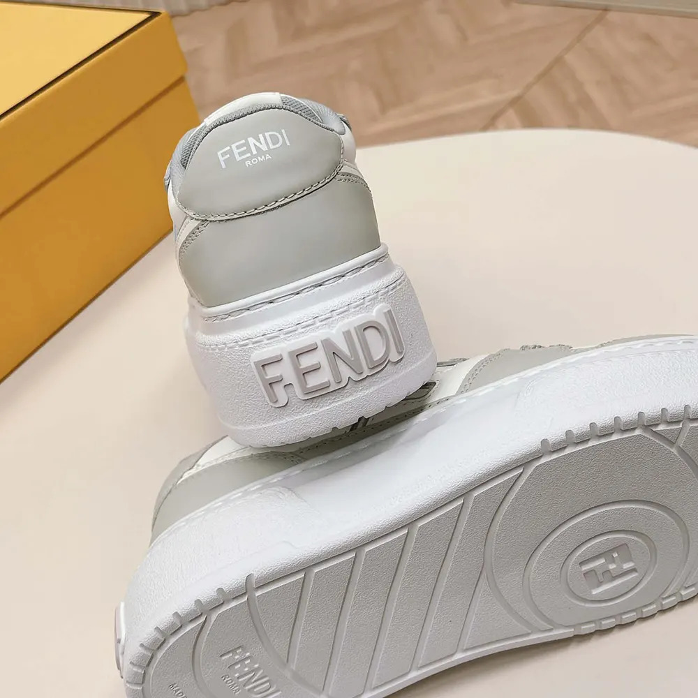 Fendi Women Match Gray Leather Platform Low-tops - image 9