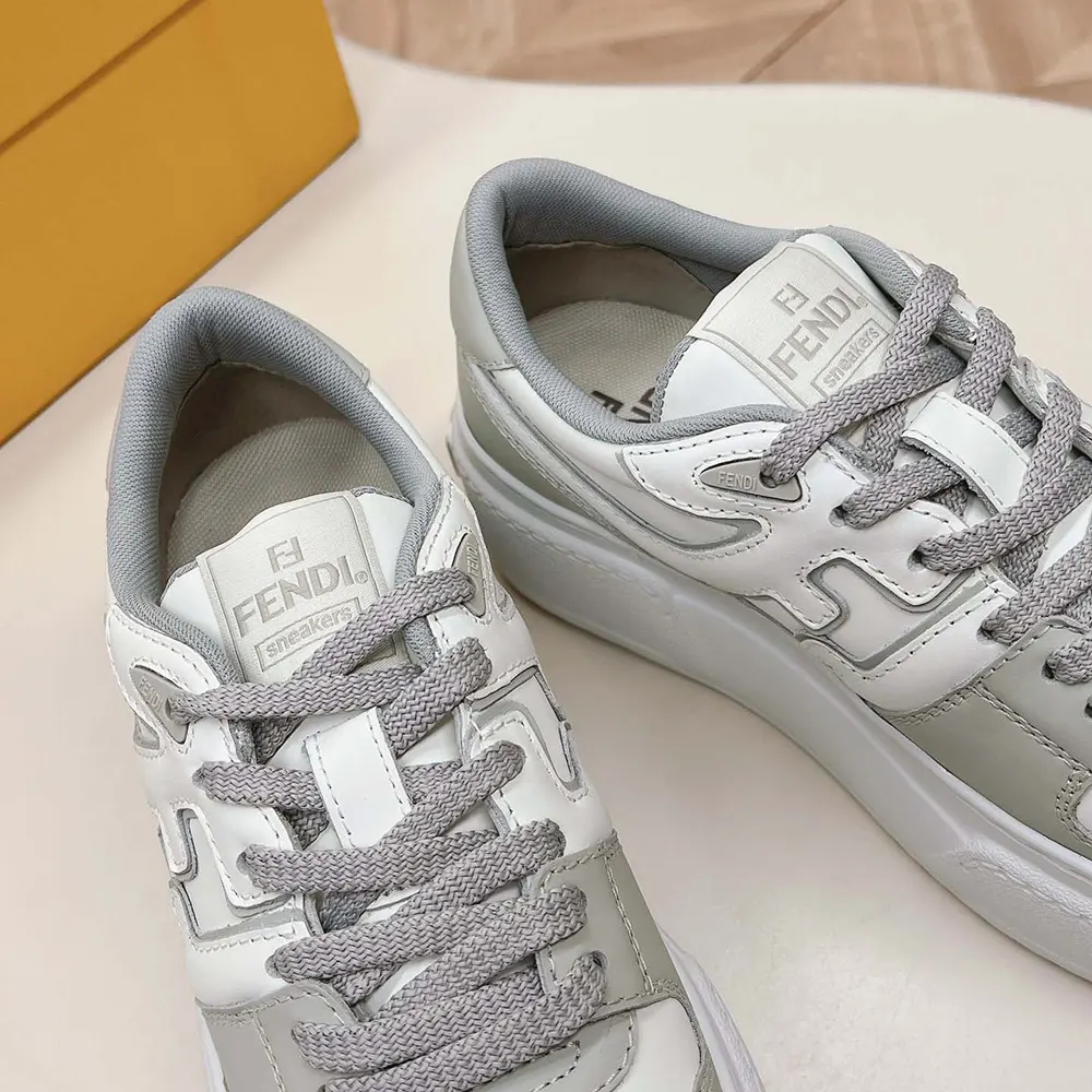 Fendi Women Match Gray Leather Platform Low-tops - image 7