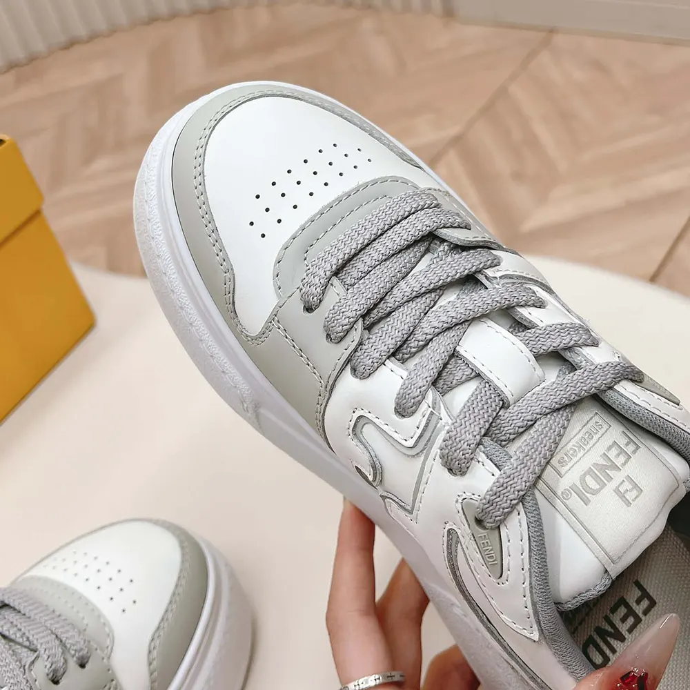 Fendi Women Match Gray Leather Platform Low-tops - image 8
