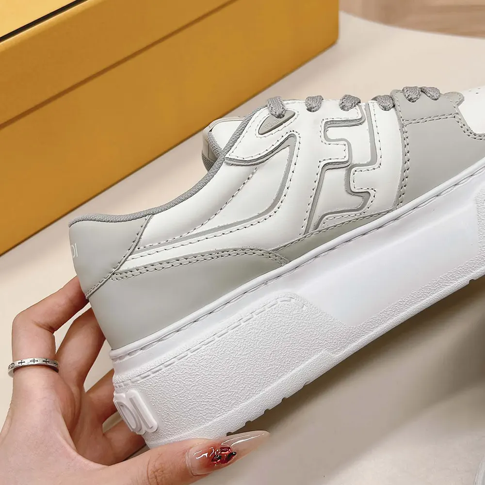Fendi Women Match Gray Leather Platform Low-tops - image 10