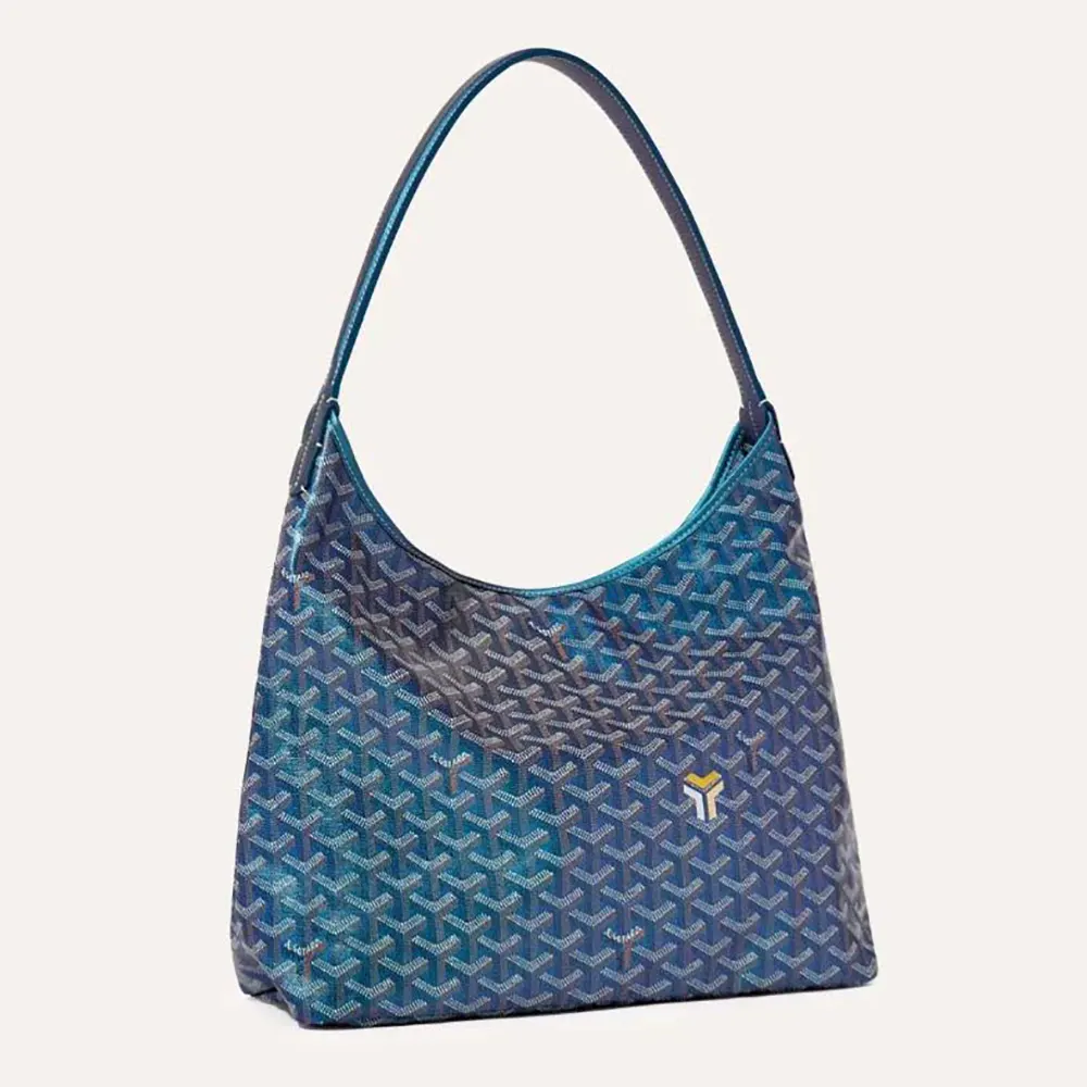 Front angle of Goyard Unisex Bohème Hobo bag-Pearly Blue showing silhouette