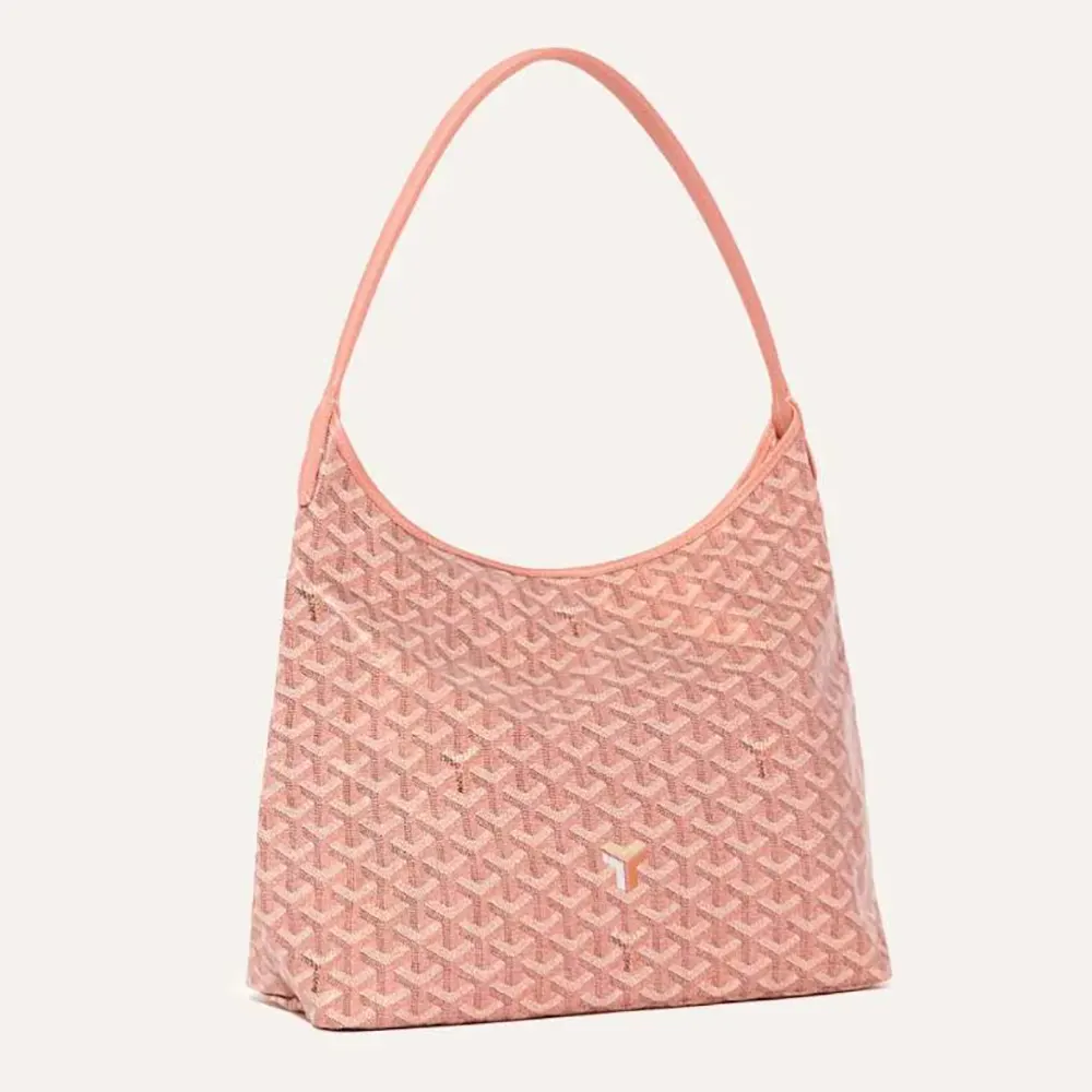 Front view of Goyard Unisex Bohème Hobo bag-Pearly Coral showing chevron pattern