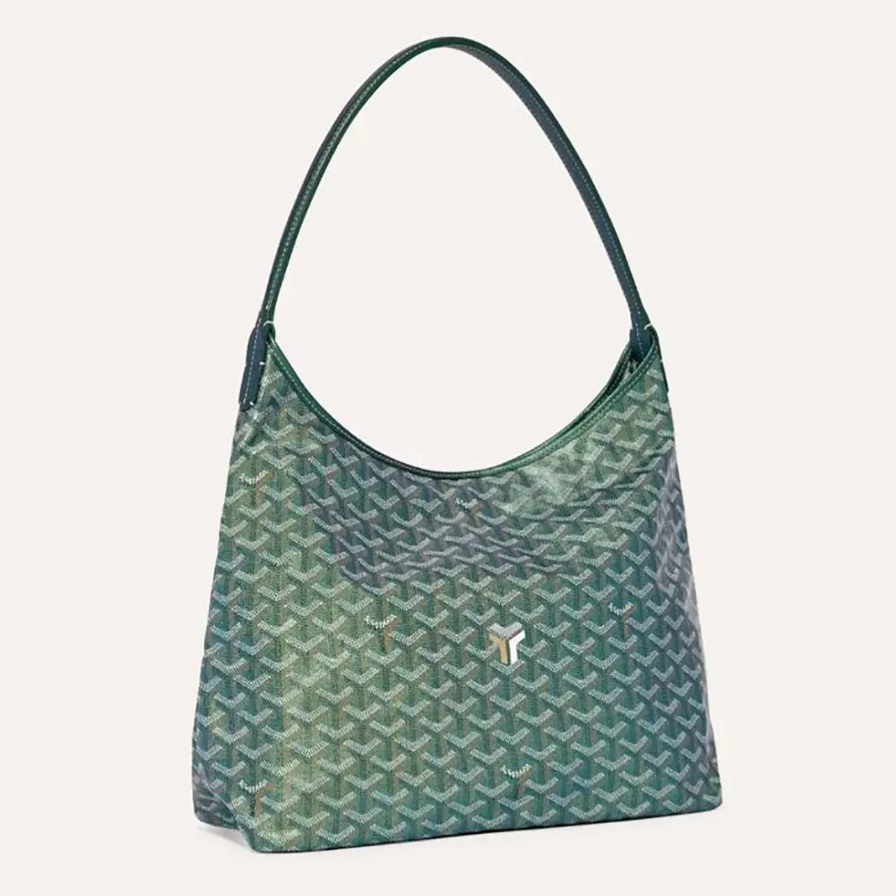 Front view of Goyard Unisex Bohème Hobo bag-Pearly Green showing signature chevron