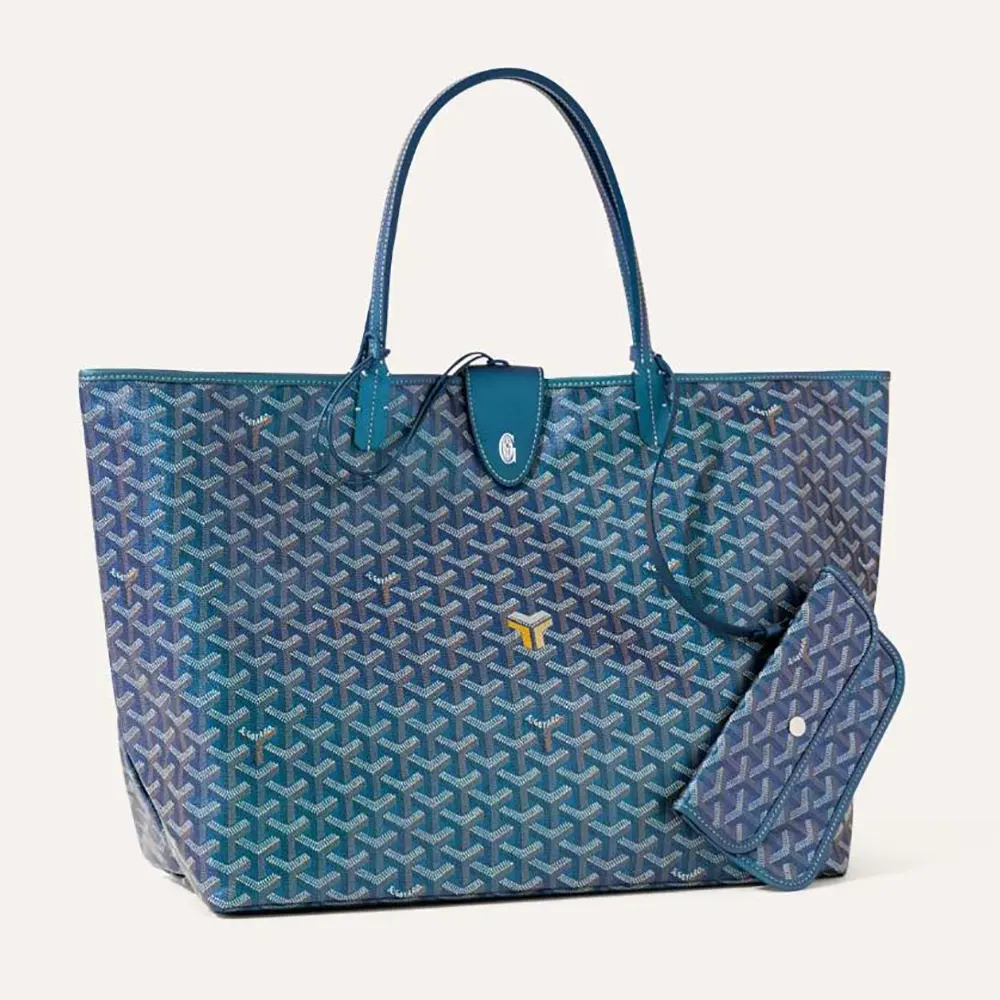 Front view of Goyard Unisex Saint Louis GM bag-Pearly Blue with open top