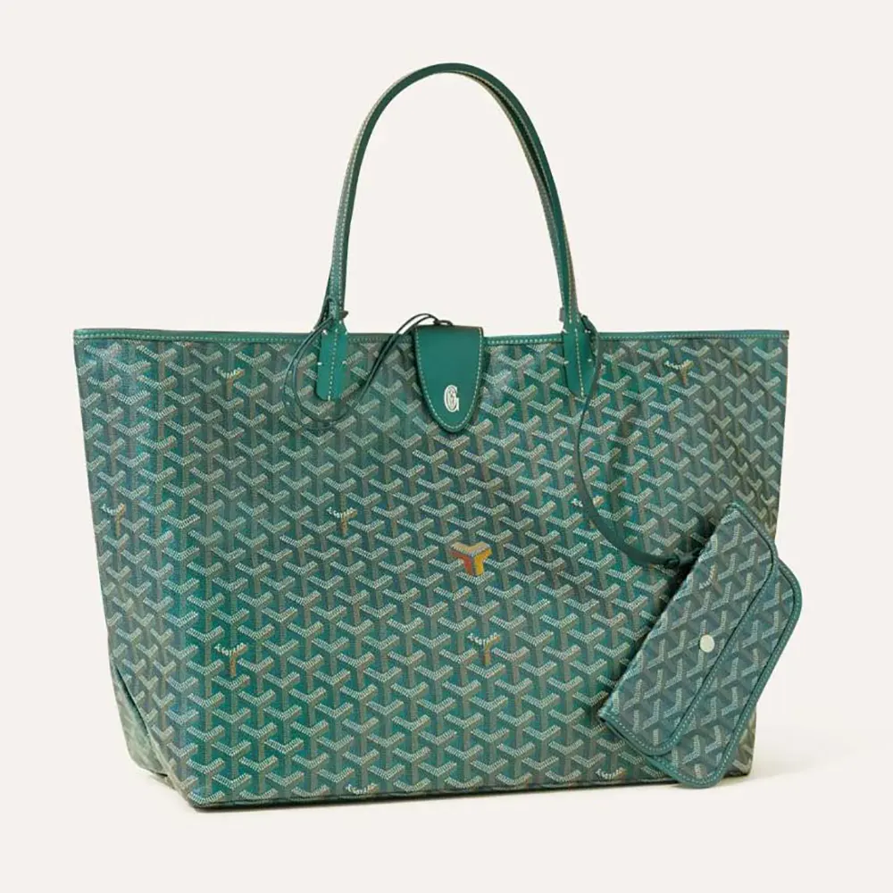 Front view of Goyard Unisex Saint Louis GM bag-Pearly Green showing signature pattern