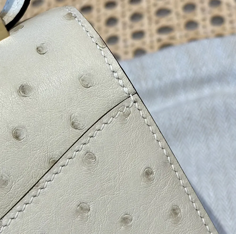 Hermes Women Constance 19 Bag Nata Ostrich Leather-White/Gold - image 8