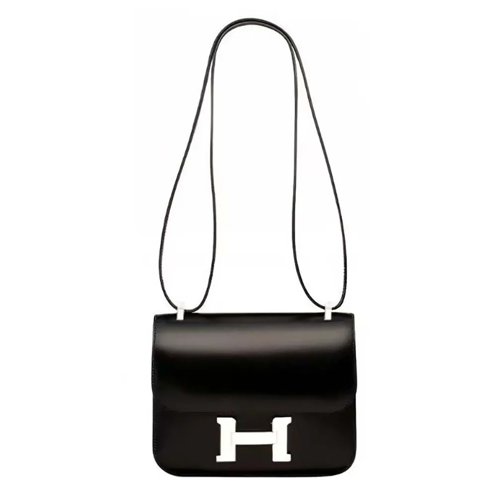 Front view of Hermes Women Constance 24 Bag Box Leather-Black/Silver