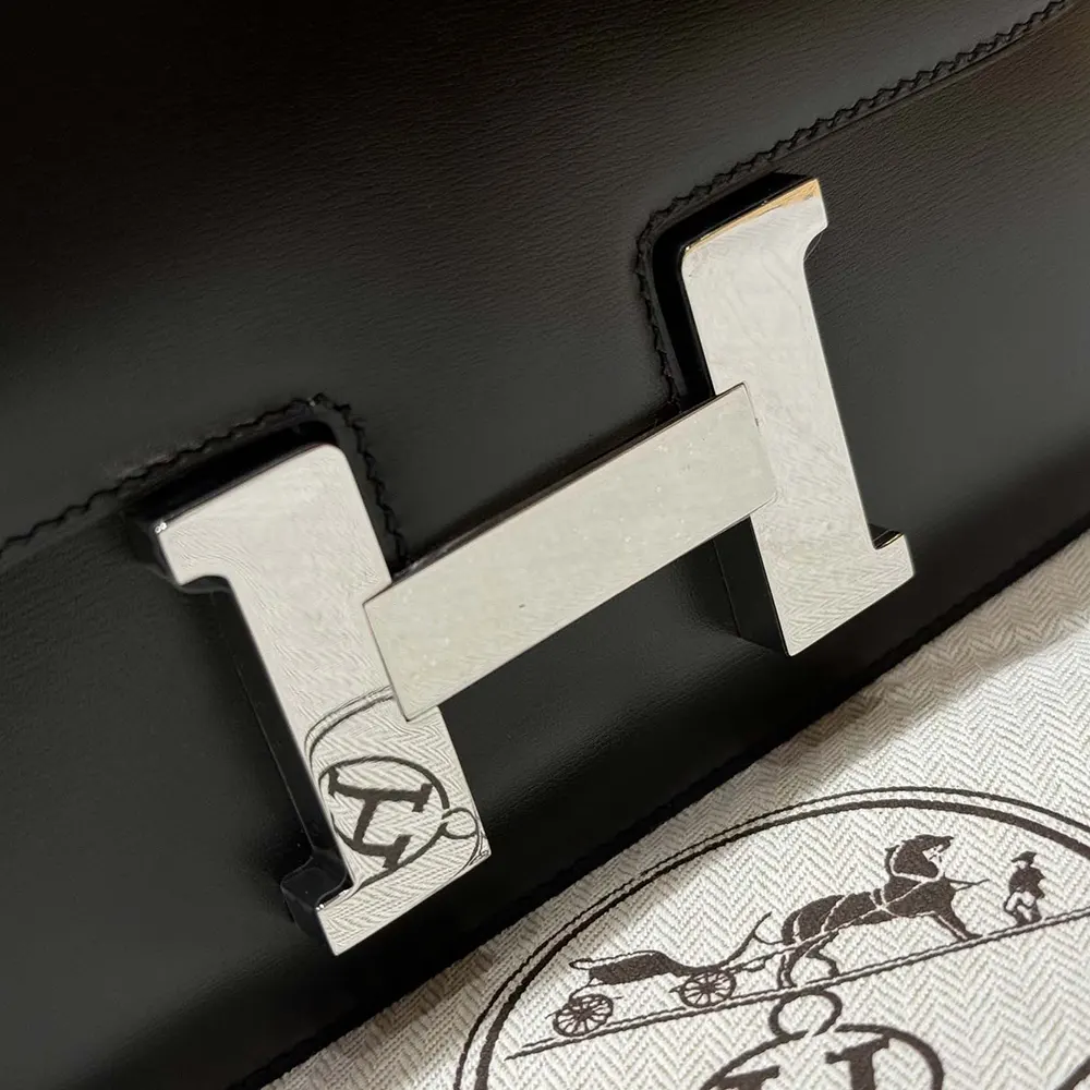 Hermes Women Constance 24 Bag Box Leather-Black/Silver - image 9