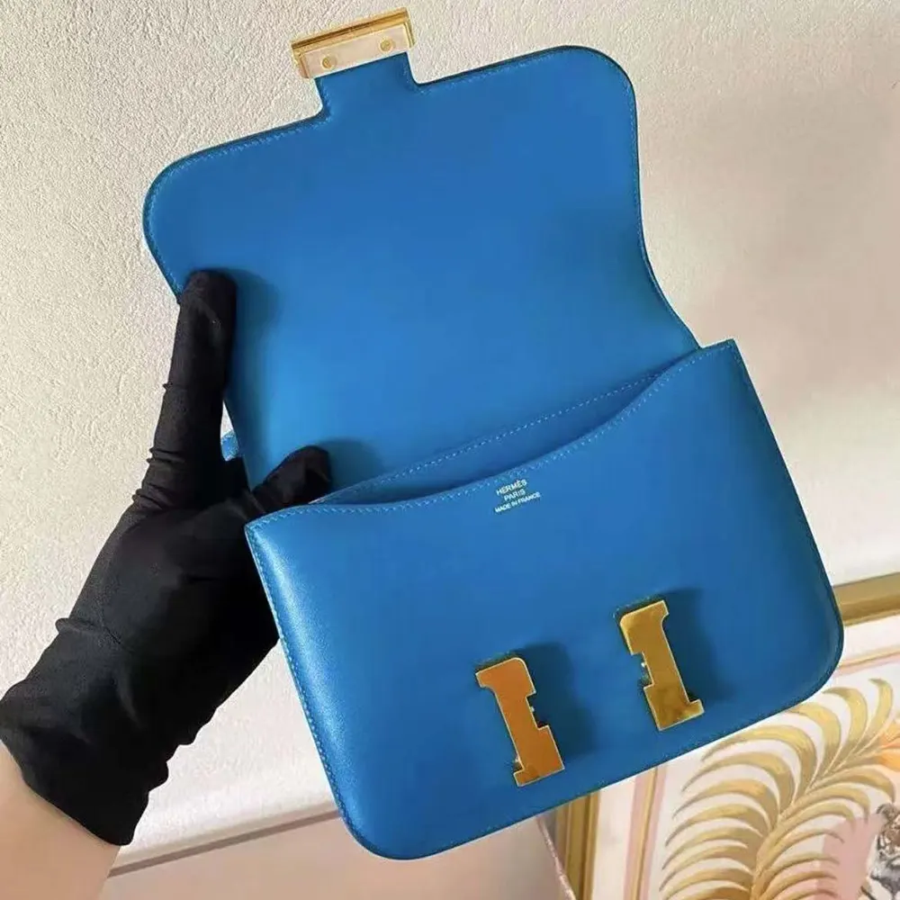 Hermes Women Constance 24 Bag Box Leather-Blue/Gold - image 7