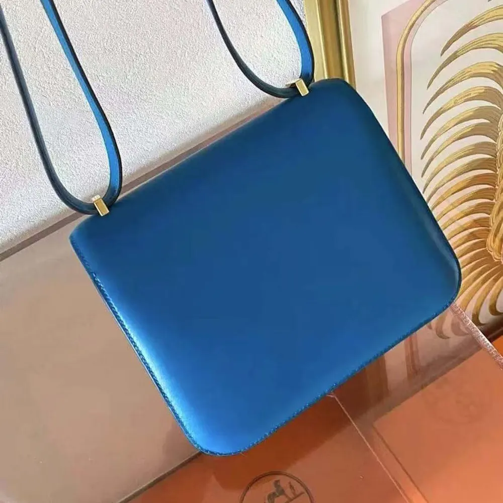 Hermes Women Constance 24 Bag Box Leather-Blue/Gold - image 6