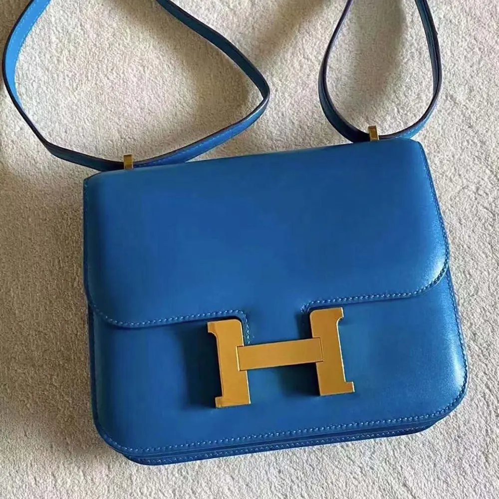 Close-up of gold H clasp on Hermes Women Constance 24 Bag