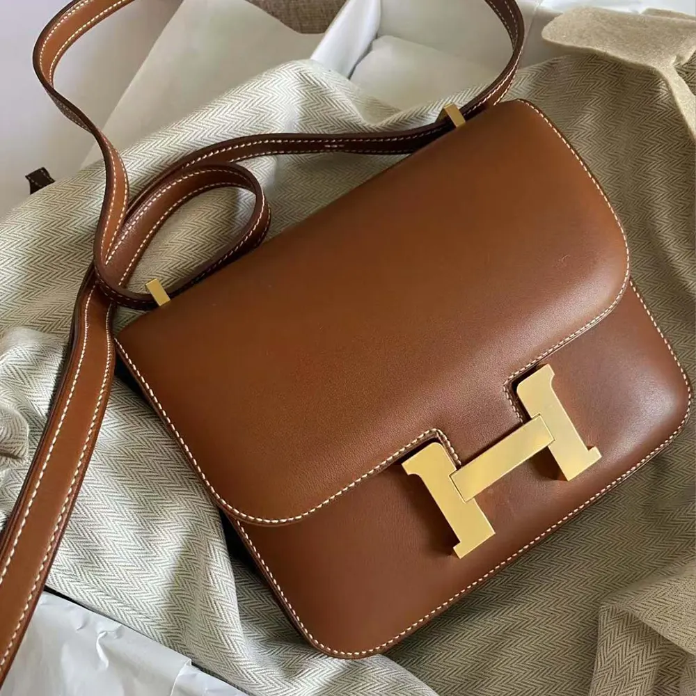 Hermes Women Constance 24 Bag Box Leather-Brown/Gold