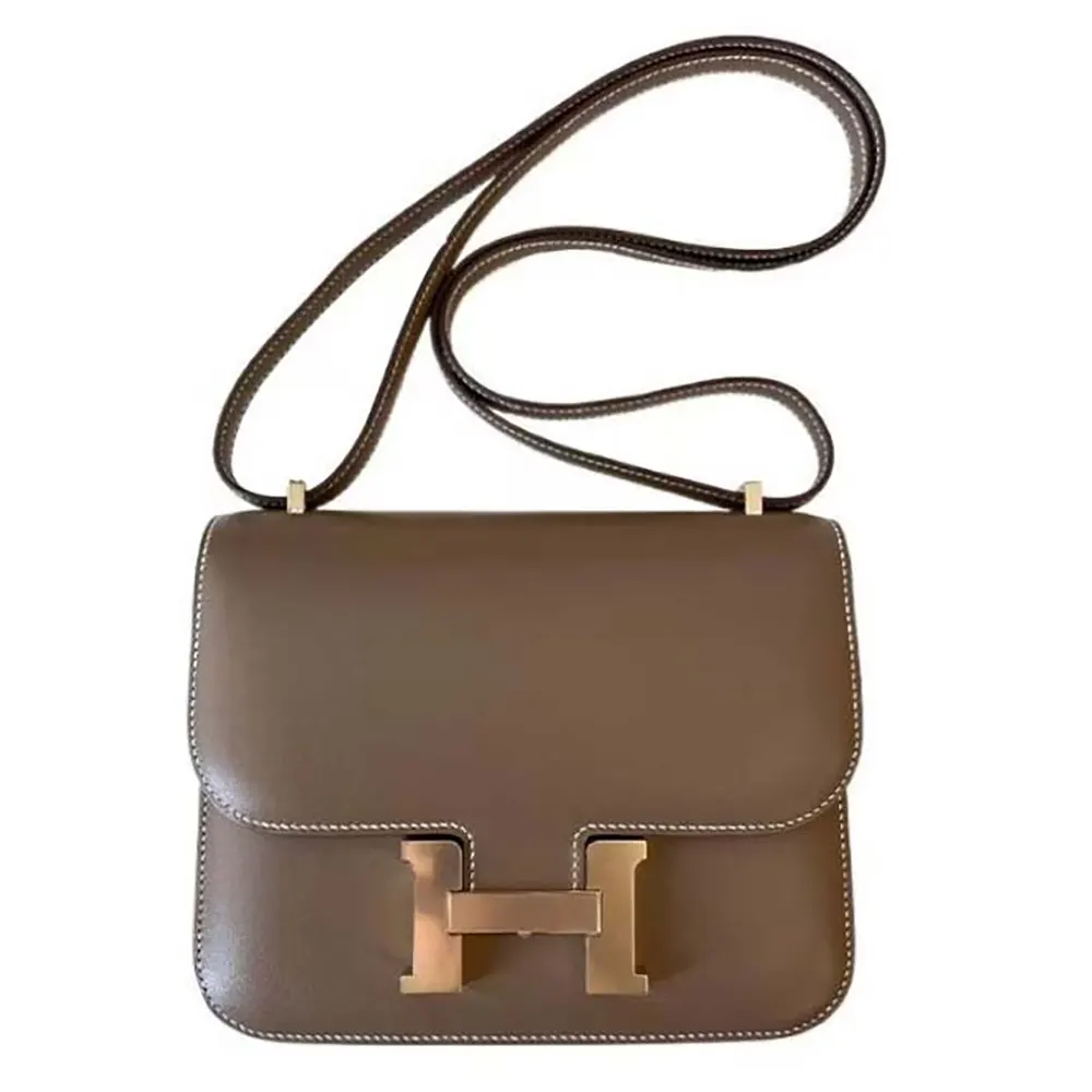 Hermes Women Constance 24 Bag Box Leather-Gray/Gold