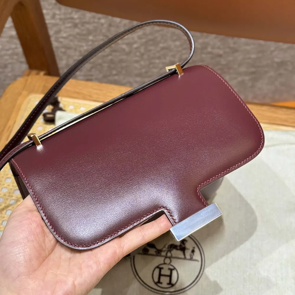 Hermes Women Constance 24 Bag Box Leather-Maroon/Silver - image 5