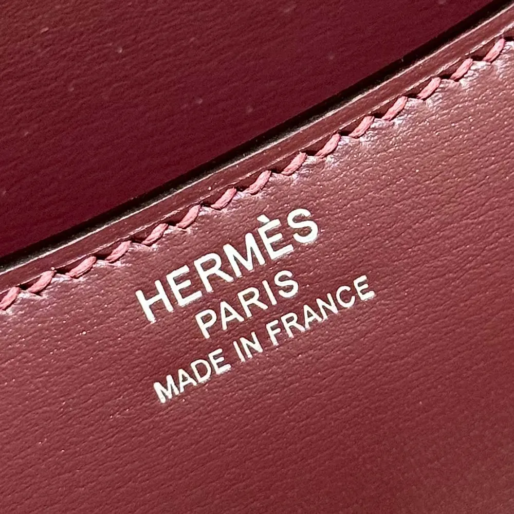 Hermes Women Constance 24 Bag Box Leather-Maroon/Silver - image 10